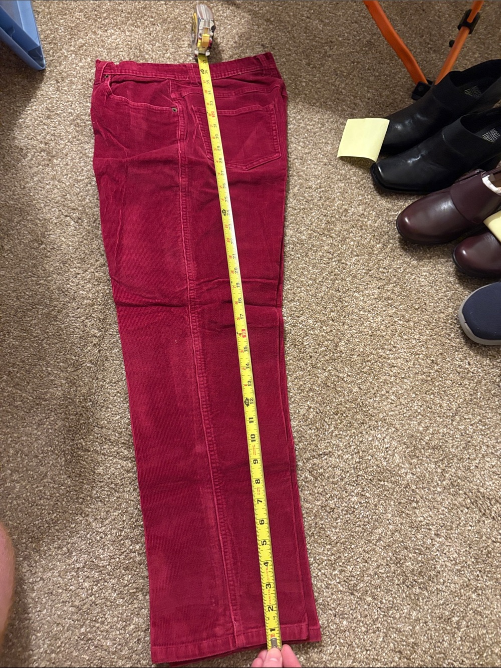 bill blass Women's Deep Red Corduroy Straight-Leg Jeans